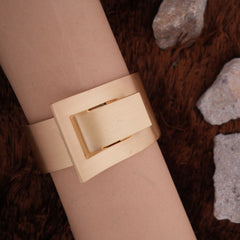 Modern Golden Wide Band Bracelet with Cut-Out Detail