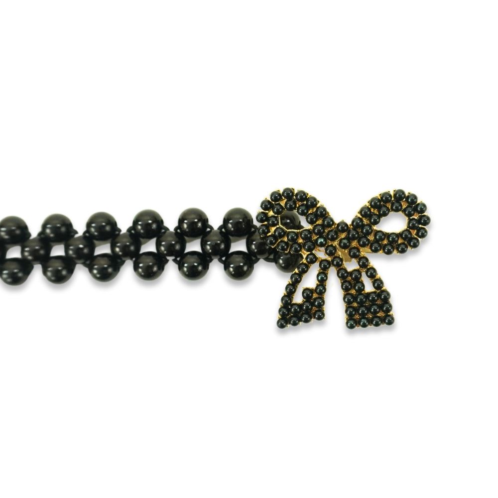 Beaded Stretch Belt with Bow Detail