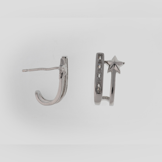 Starry Silver Hoop Earrings