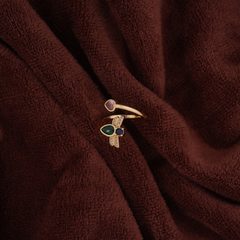 Gold-Tone Bee & Heart Adjustable Cuff Ring