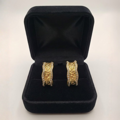 Textured Crystal Edge Stud Earrings in Gold Tone