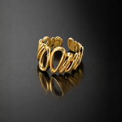 Gold-Tone Multi Oval Statement Ring – Sculptural Openwork Design