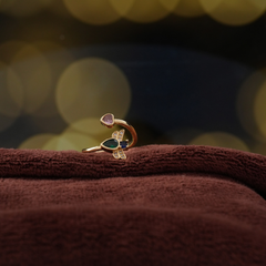 Gold-Tone Bee & Heart Adjustable Cuff Ring