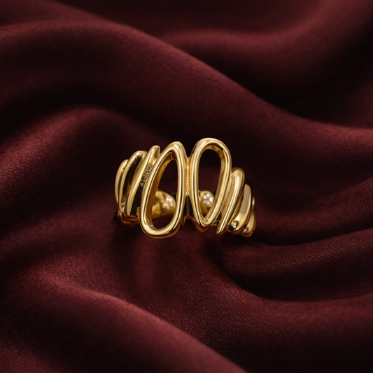 Gold-Tone Multi Oval Statement Ring – Sculptural Openwork Design