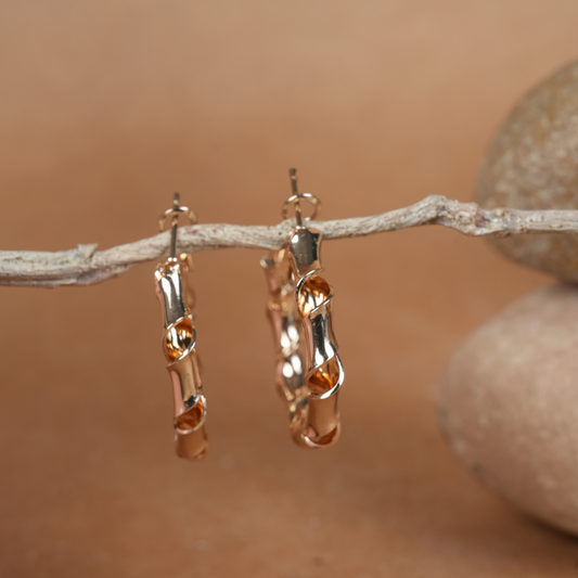Rose Gold Bamboo Hoop Earrings