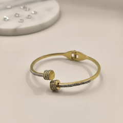 Dual-End Crystal Accent Open Bangle Bracelet