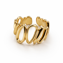 Gold-Tone Multi Oval Statement Ring – Sculptural Openwork Design