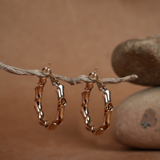 Rose Gold Bamboo Hoop Earrings