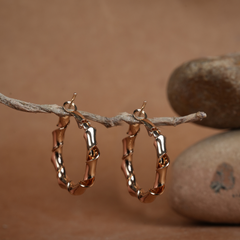 Rose Gold Bamboo Hoop Earrings