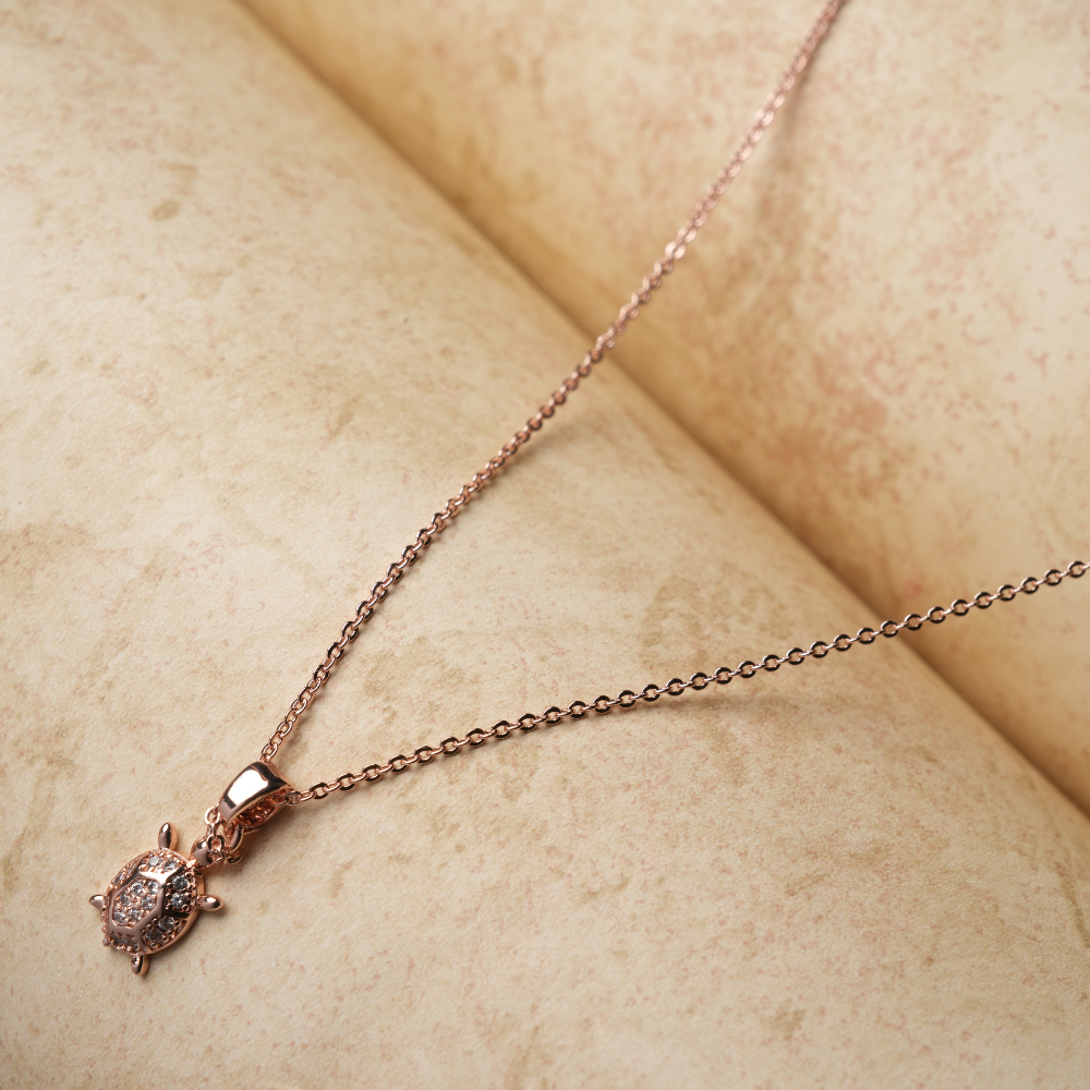 Rose Gold-Tone Turtle Pendant Necklace