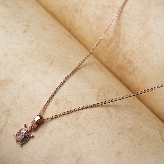 Rose Gold-Tone Turtle Pendant Necklace