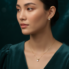 Heart Crystal Pendant Necklace Set