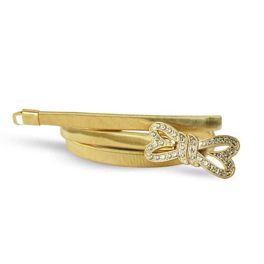 Rhinestone Bow Metal Stretchy Waist belt
