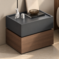 Modern Luxury Bedside Table with Dual-Tone Finish – Engineered Wood with PU Paint & PVC Laminate