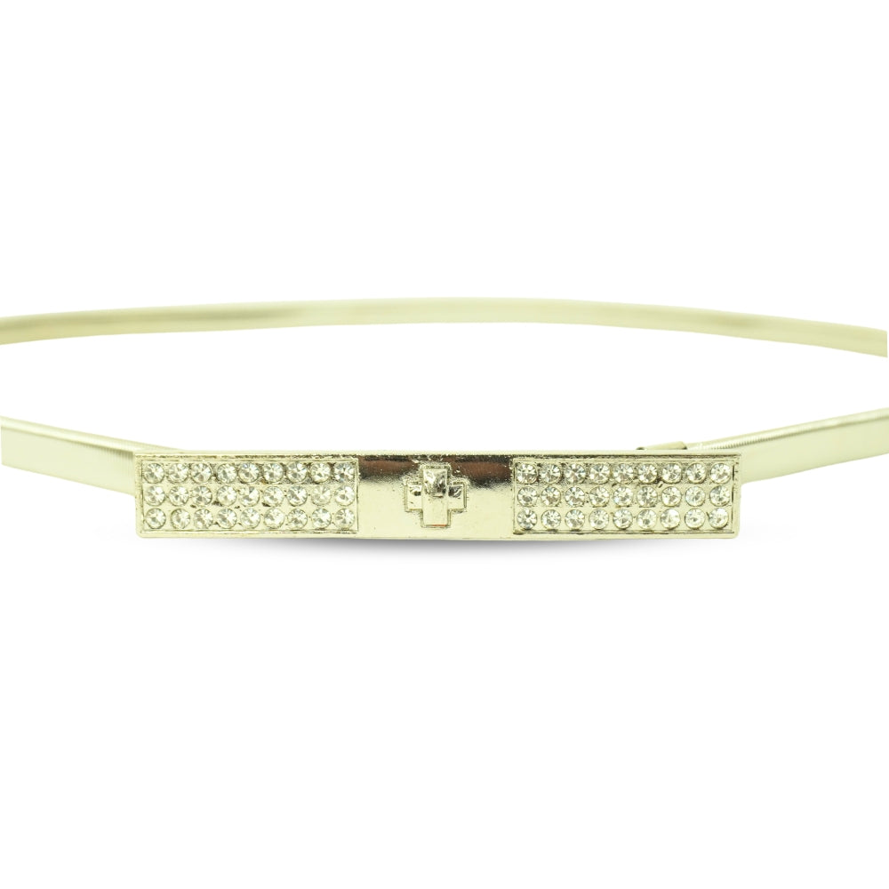 Silver-Toned Rhinestone Waist Belt