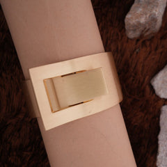 Modern Golden Wide Band Bracelet with Cut-Out Detail
