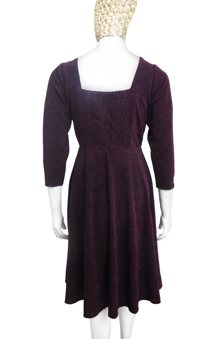 Fit and Flare Purple Lycra Dress For Women