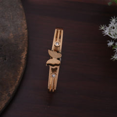 Dainty Butterfly Cutout Gold-Tone Bangle with Crystal Accents