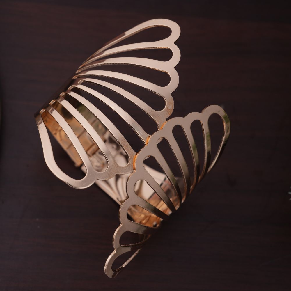 Elegant Golden Cut-Out Wide Band Bracelet