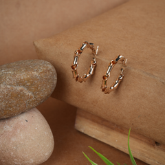 Rose Gold Bamboo Hoop Earrings