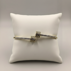 Dual-End Crystal Accent Open Bangle Bracelet