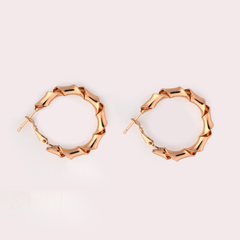 Rose Gold Bamboo Hoop Earrings