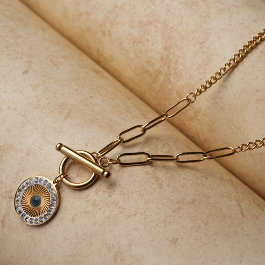 Gold-Tone Mixed-Chain Toggle Necklace