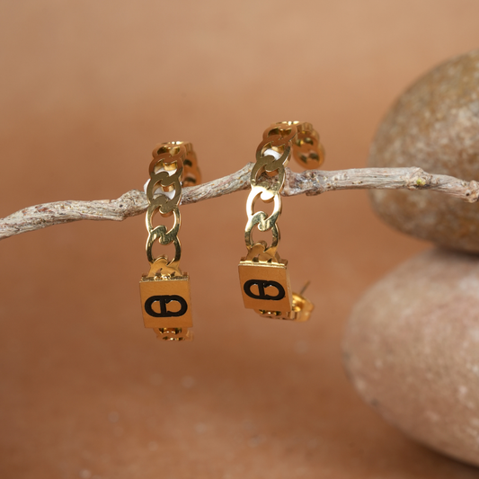 Chain-Link Charm Hoop Earrings