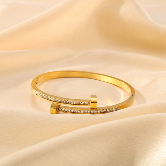 Crystal Bar Open Bangle Bracelet