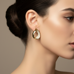 Crystal Teardrop Stud Earrings in Gold Tone