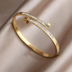 Crystal Bar Open Bangle Bracelet