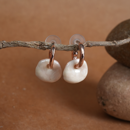 Pebble Drop Rose Gold Hoop Earrings