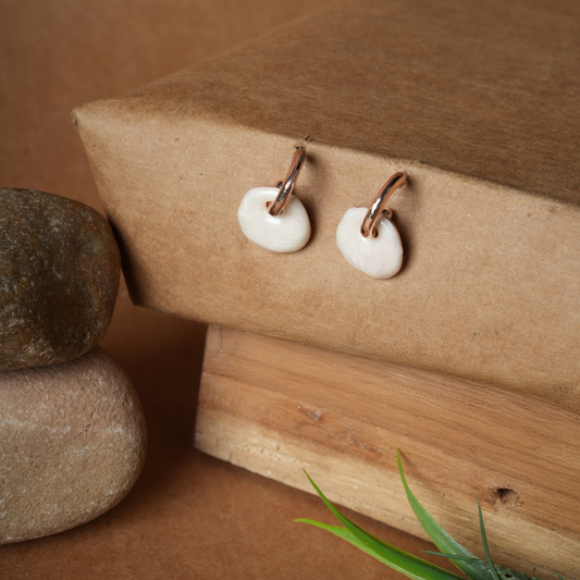 Pebble Drop Rose Gold Hoop Earrings