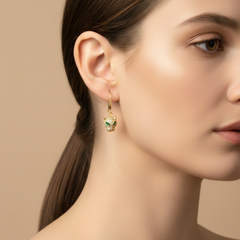 Crystal Leopard Head Drop Earrings in Gold Tone