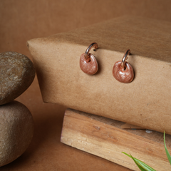 Abstract Enamel Drop Rose Gold Hoop Earrings
