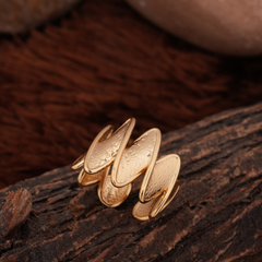 Gold-Tone Etched Wave Wrap Ring