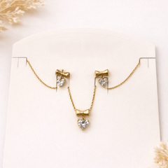 Heart Crystal Pendant Necklace Set