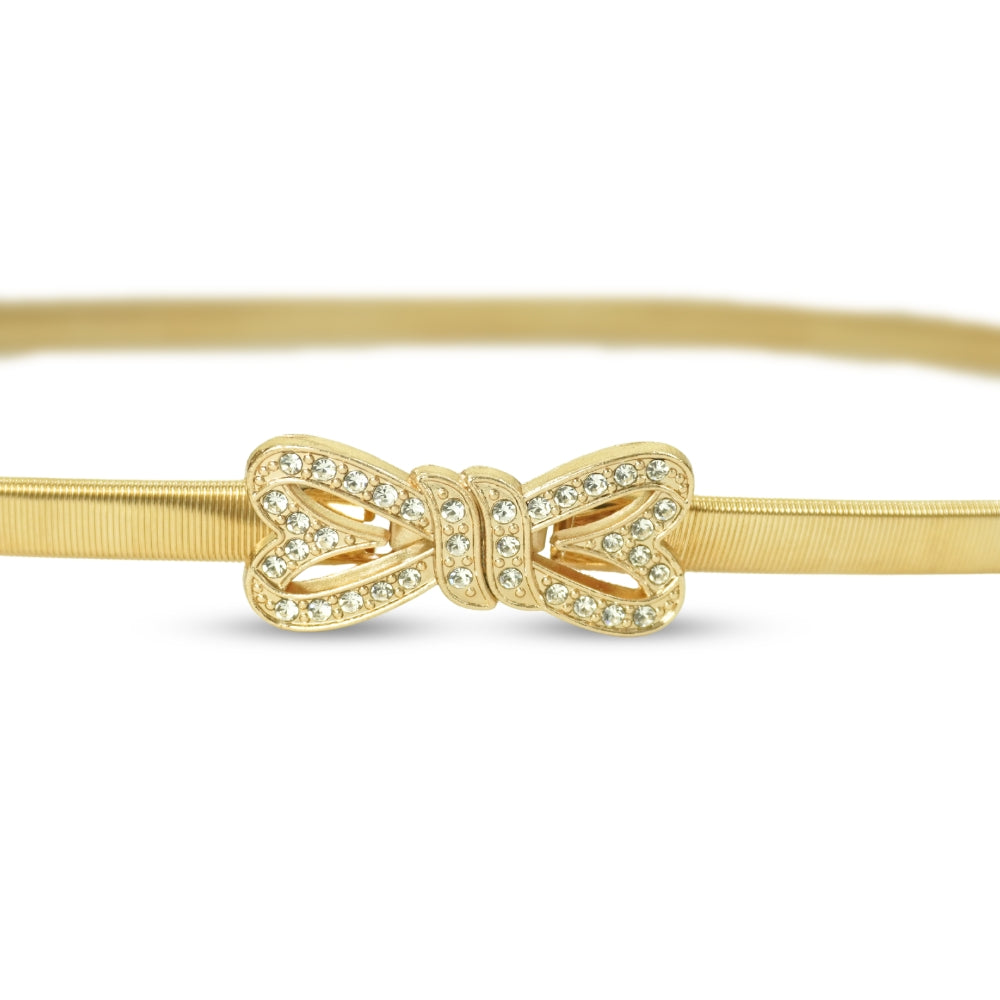 Rhinestone Bow Metal Stretchy Waist belt