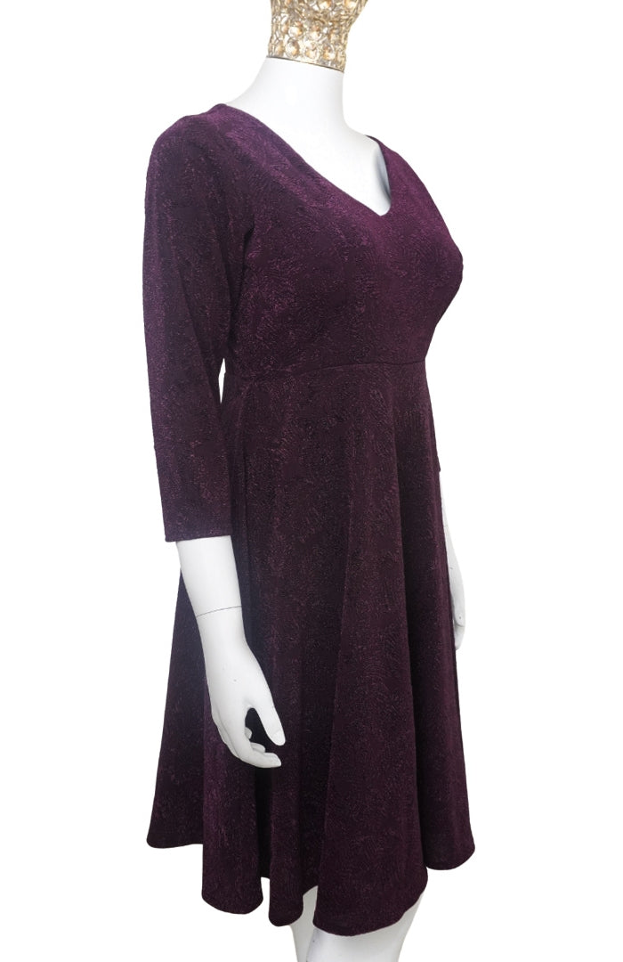 Fit and Flare Purple Lycra Dress For Women