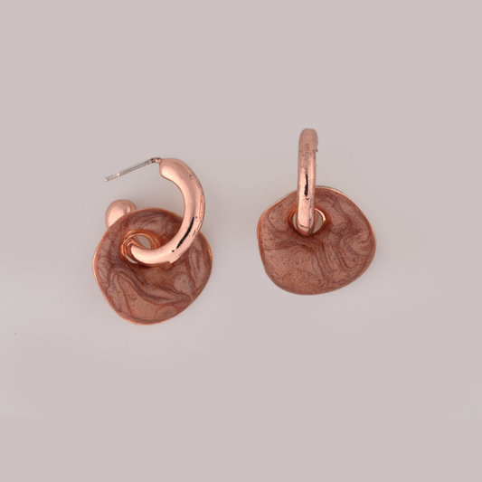 Abstract Enamel Drop Rose Gold Hoop Earrings