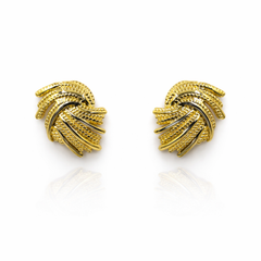 Textured Twist Knot Stud Earrings in Gold Tone