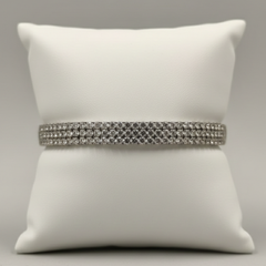 Crystal Tennis Silver-Tone Open Cuff Bracelet