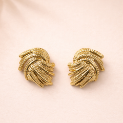 Textured Twist Knot Stud Earrings in Gold Tone