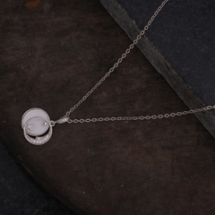 Crescent Moon & Star Amulet Necklace (Silver-Tone)