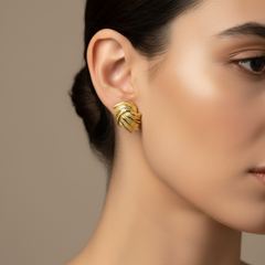 Textured Twist Knot Stud Earrings in Gold Tone