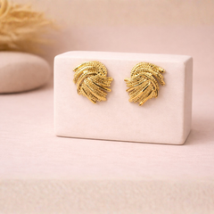 Textured Twist Knot Stud Earrings in Gold Tone