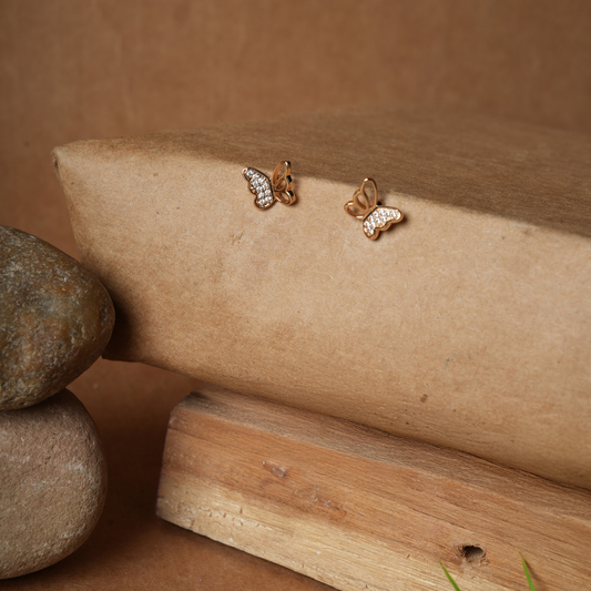Enchanted Butterfly Rose Gold Stud Earrings