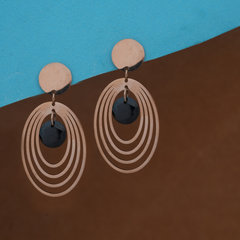 Geometric Oval Drop Rose Gold Earrings