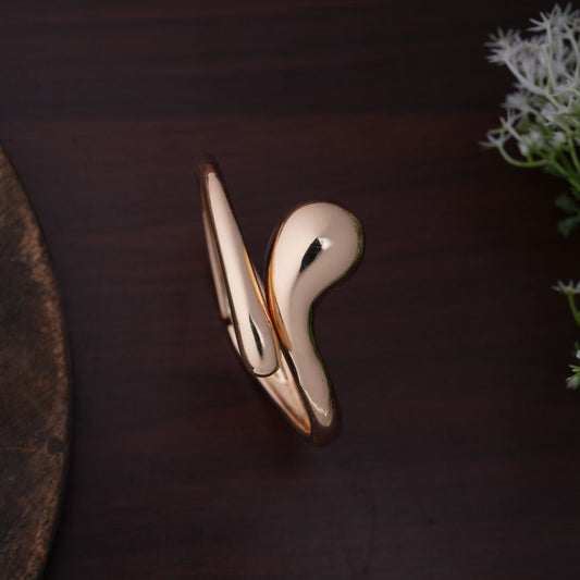 Chic Modern Sculptural Rose Gold-Tone Bypass Cuff Bracelet