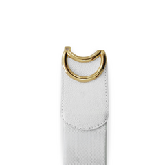 Designable White Belt with Double-Ring Gold Buckle